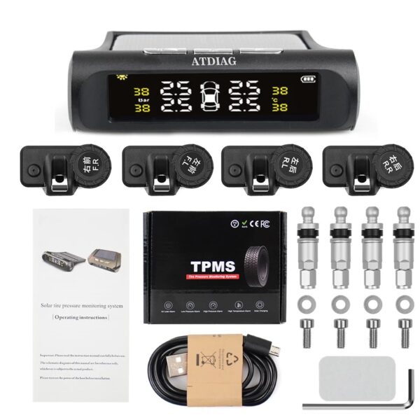 Solar Power Wireless Car TPMS Tire Tyre Pressure Monitoring System